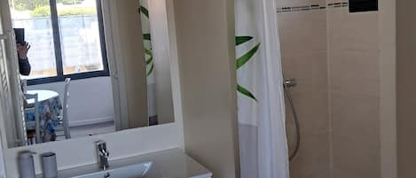 Douche, séchoir à cheveux, papier de toilette