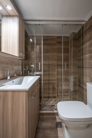 Superior Apartment | Bathroom | Shower, hair dryer, towels, soap
