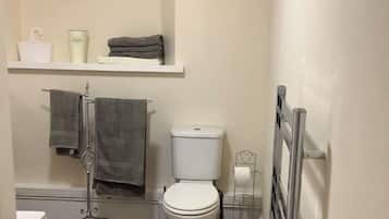 Hiustenkuivaaja, pyyhkeet, saippua, vessapaperi