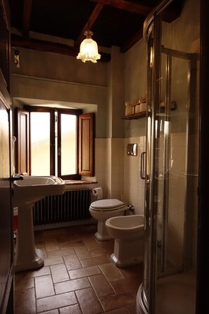 Dusche, Haartrockner, Bidet, Handtücher