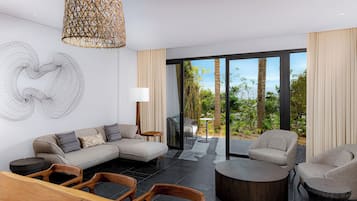 65-inch flat-screen TV with satellite channels, TV, pay movies