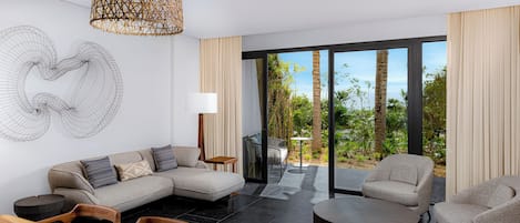 65-inch flat-screen TV with satellite channels, TV, pay movies