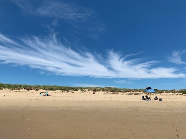 Una spiaggia nelle vicinanze, lettini da mare
