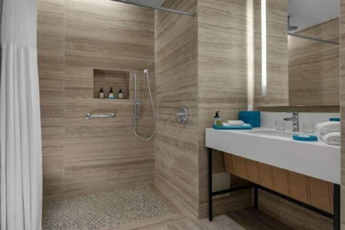 Bathroom | Hair dryer, children's robes, towels, soap