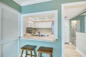 Fridge, microwave, oven, dishwasher