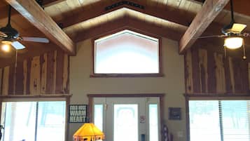 TV connectée, cheminée, lecteur de DVD