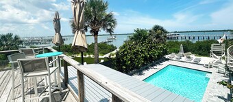 Waterfront Home w/Heated Pool, Rooftop Deck, Large Primary Suite, Great Location