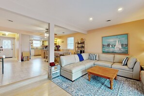 TV, fireplace, DVD player, books