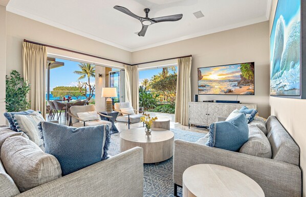 TV, DVD player, stereo