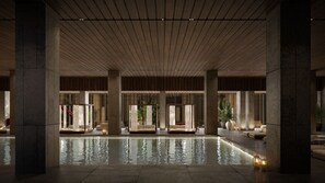 2 piscines couvertes, chaises longues, maîtres-nageurs sur place