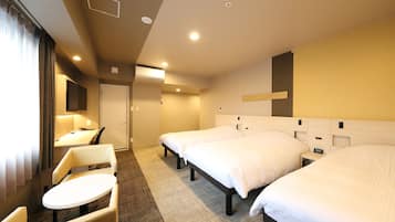Desk, laptop workspace, free WiFi, bed sheets