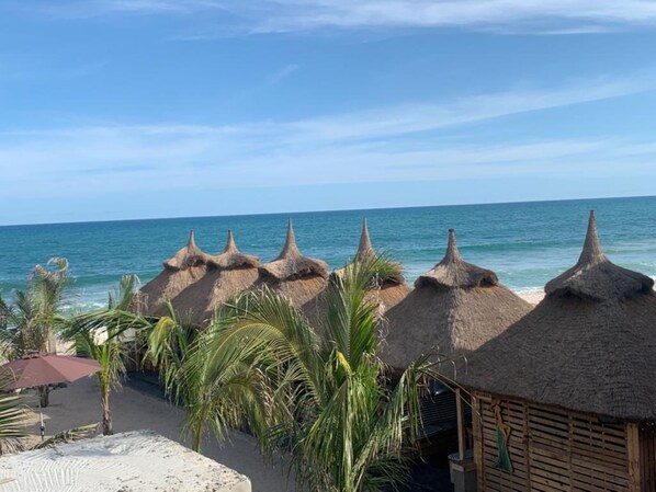 Utsikt mot strand/hav