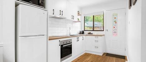 Fridge, microwave, oven, toaster