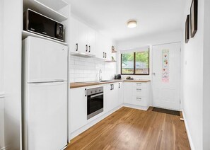 Fridge, microwave, oven, toaster