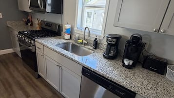 Fridge, microwave, oven, dishwasher