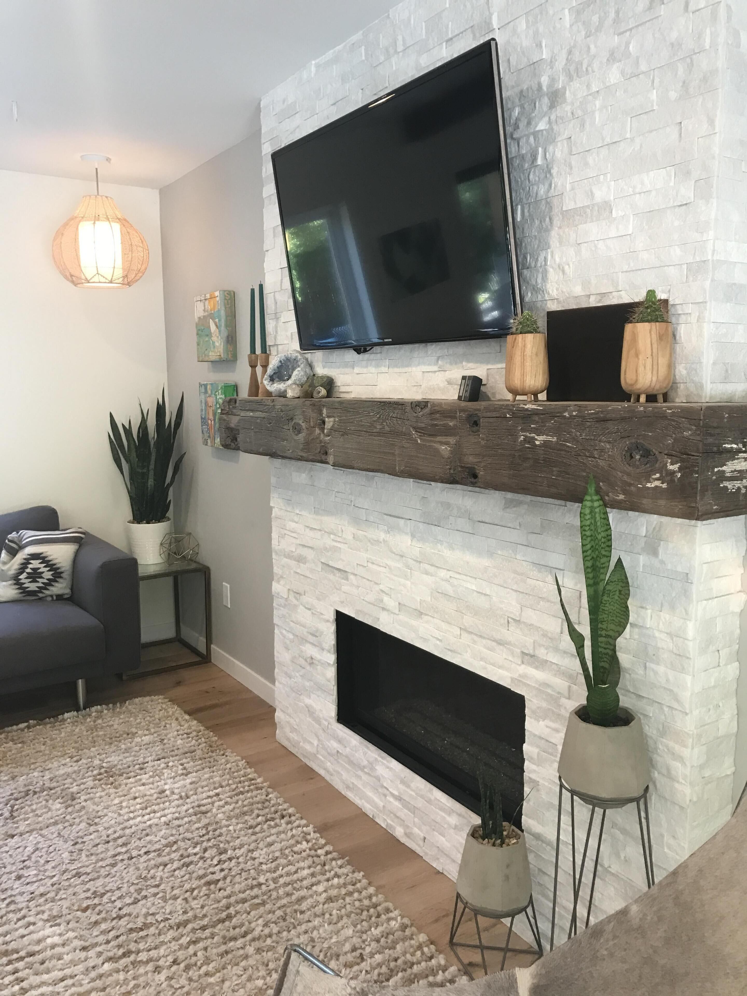 Smart TV, fireplace, books, video library