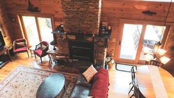 Smart TV, fireplace, DVD player, foosball