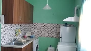 Fridge, oven, coffee/tea maker, electric kettle