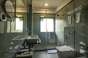 Suite | Baño | Regadera, secadora de cabello, batas, pantuflas 