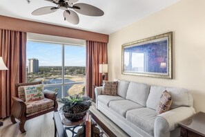 Living area - Gulf Views ~ Private Balcony ~ Kitchen ~ Resort Pool (Miramar Beach)
