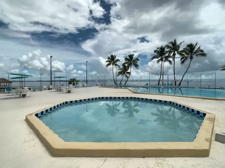 Outdoor pool, a heated pool. Oceanview Paradise AT Venture Out+4 Bikes & 2-2 Seat Kayaks! King & Queen Beds!