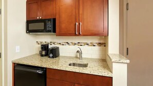 Coffee/tea maker, fridge, microwave, toaster