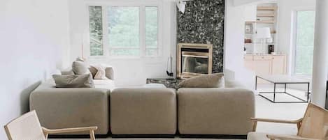 TV, fireplace, video games, books