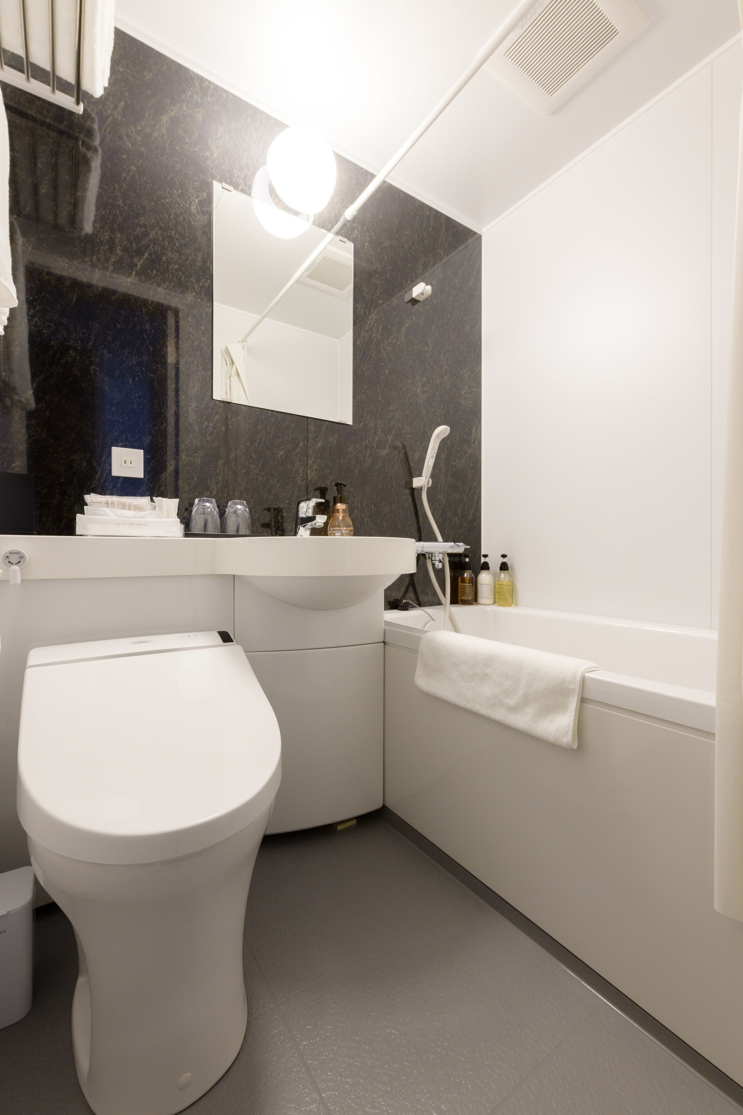 free toiletries, hair dryer, slippers, bidet