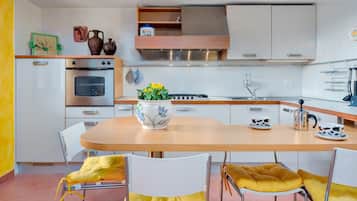 Fridge, oven, stovetop, cookware/dishes/utensils