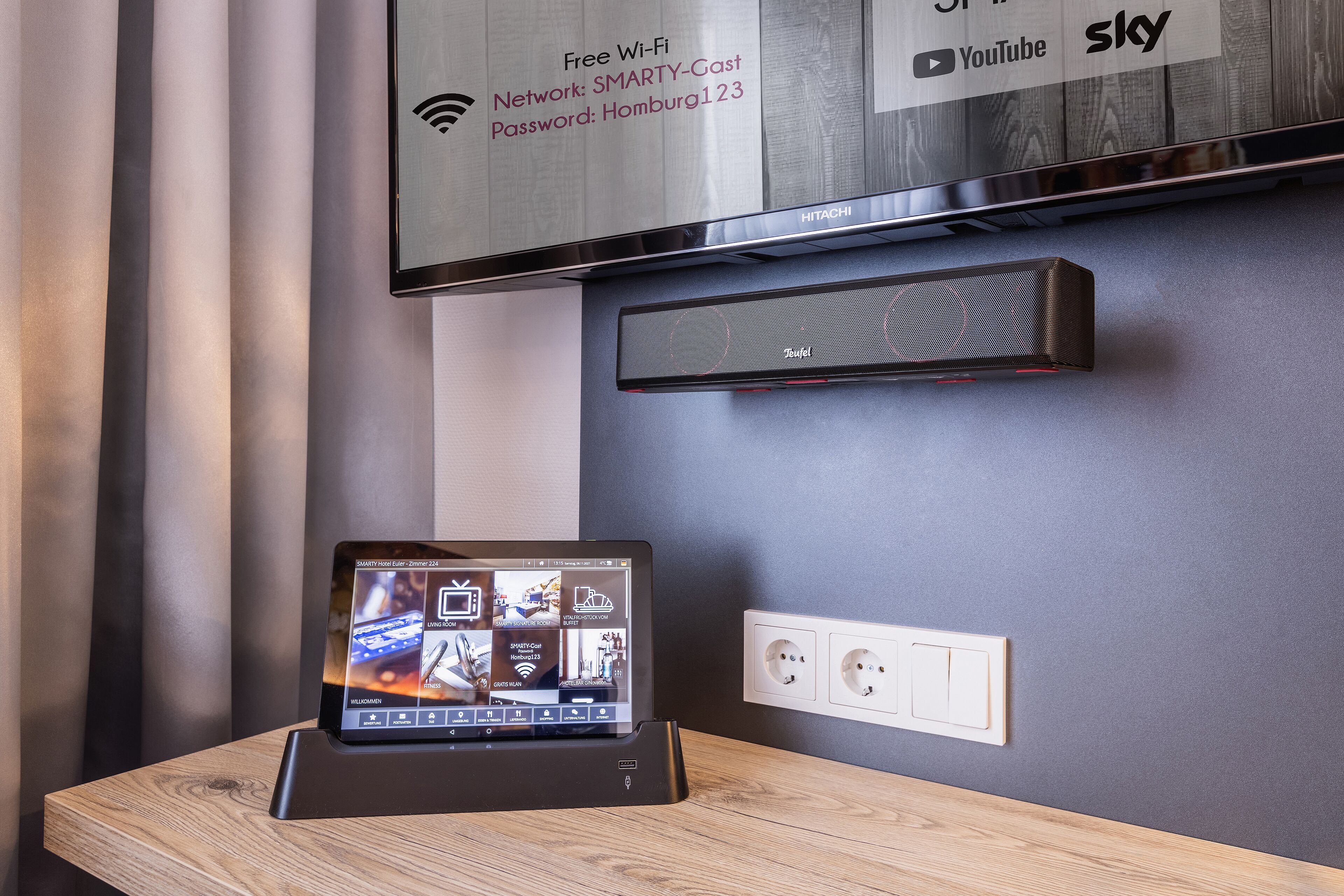 signature double room | living area | 32-inch flat-screen tv with cable channels, tv, tablet