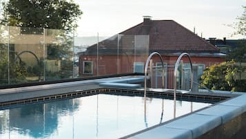 Indoor pool, outdoor pool, sun loungers