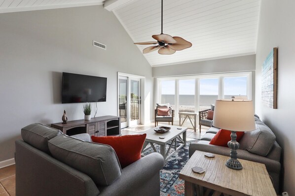 Smart TV - 503 Shorewood: 2 BR Oceanfront Penthouse Villa. Stunning Views, Free Bikes (Hilton Head Island)
