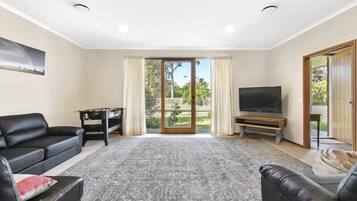 TV, foosball, offices