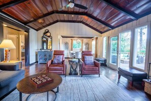 TV connectée, cheminée, livres