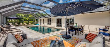 Piscina externa, piscina aquecida