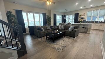 Smart TV, books, music library, stereo
