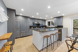 Fridge, microwave, oven, stovetop - Grand Hyatt| Contemporary, large creekside condo w/ wood burning fireplace & large modern kitchen (Vail)