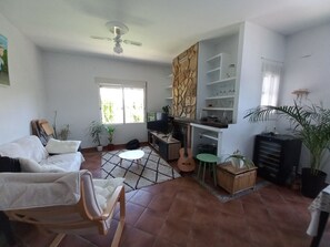 Smart TV, fireplace, DVD player, table tennis