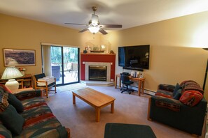 Fireplace, DVD player