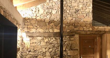 Renovated stone barn with terrace overlooking the countryside
