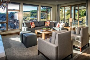 TV, fireplace - Ski In - Ski Out, Two-Bedroom Breckenridge Residence on Peak 8, Corner unit (Breckenridge)
