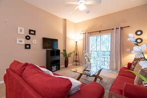 Smart TV, DVD player, ping pong, music library