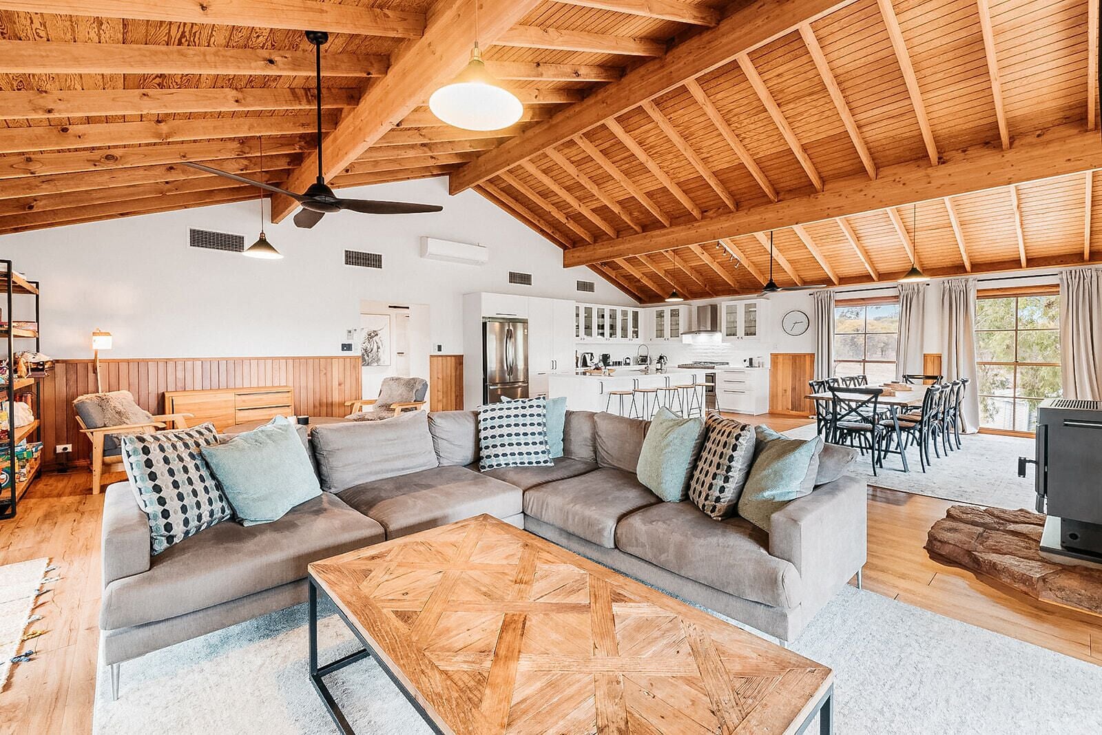 Smart TV, fireplace, DVD player, books