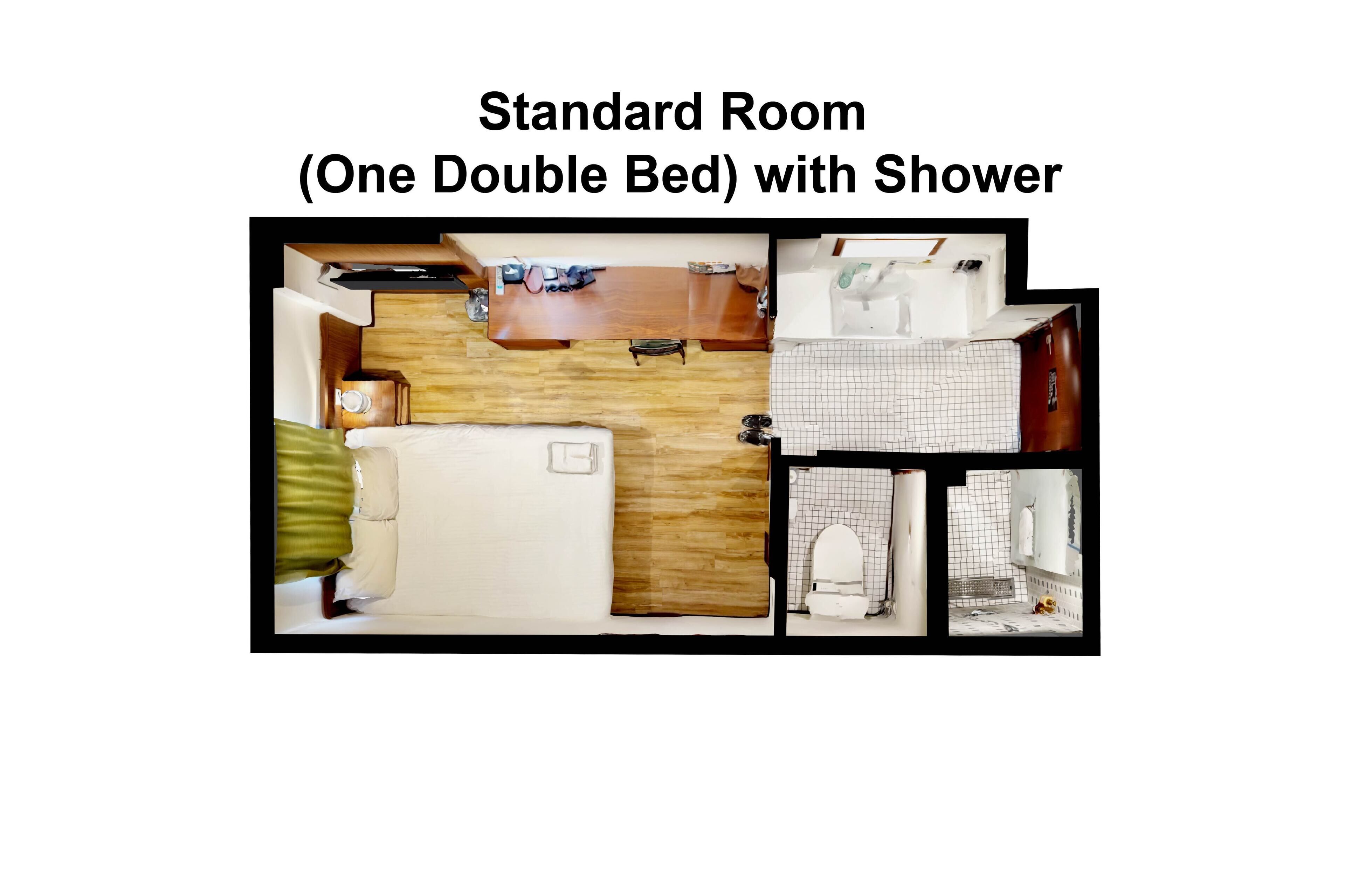 standard double room, 1 double bed, non smoking (shower only) | 1 bedroom, in-room safe, desk, blackout curtains