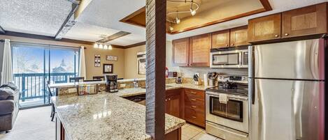 Fridge, microwave, coffee/tea maker, toaster