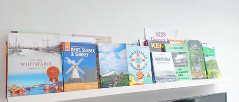 A collection of travel guides on a shelf.