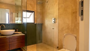 Bathtub, hair dryer, towels, soap