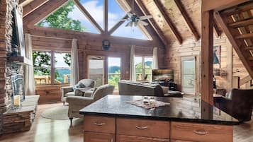 Smart TV, fireplace, video games, DVD player
