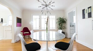 Enjoy meals in this well-appointed dining area with a round table and four chairs.