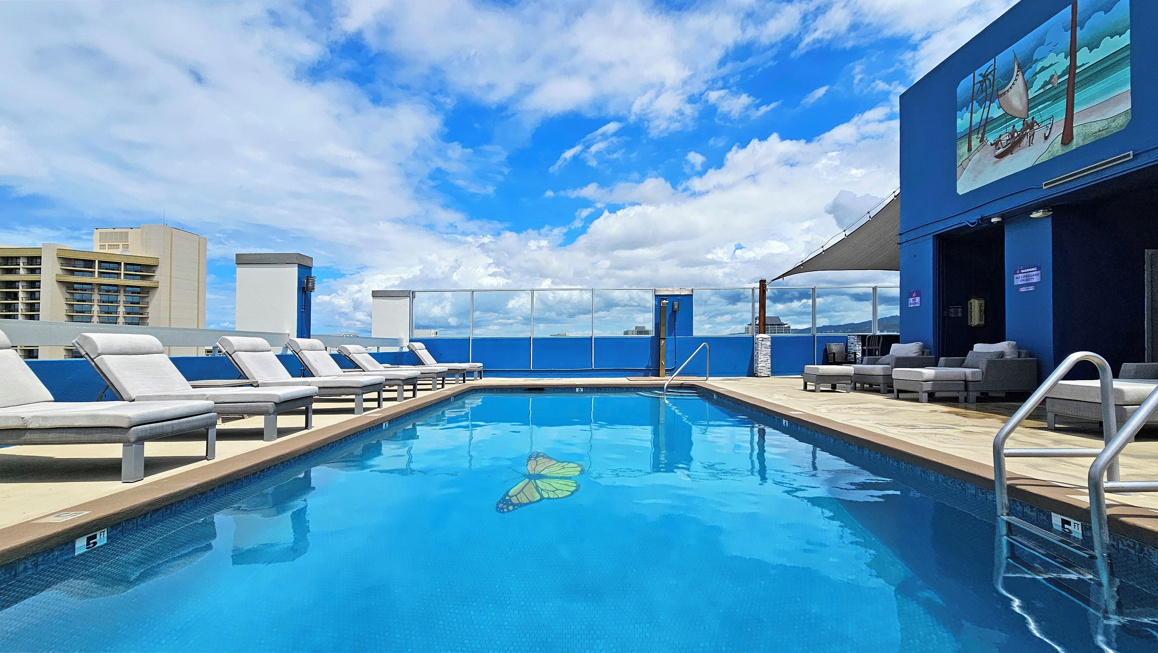 A rooftop pool